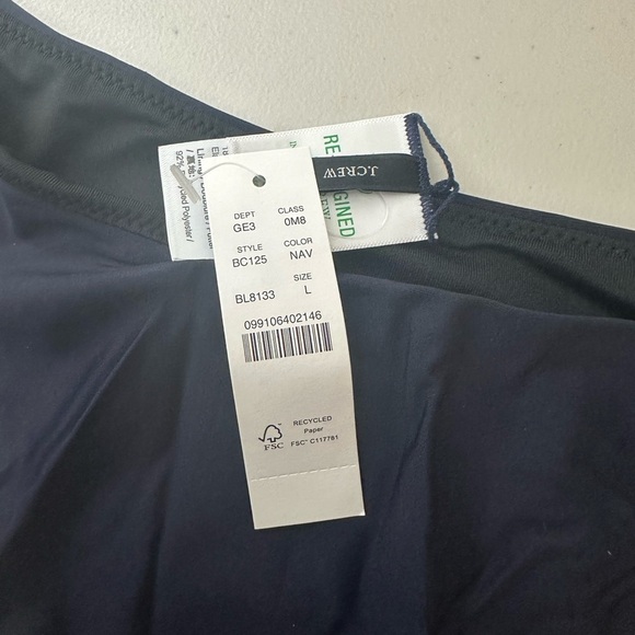 J.Crew Curved-Waist Cheeky Bikini Bottom Size Large Navy Blue - Picture 2 of 6